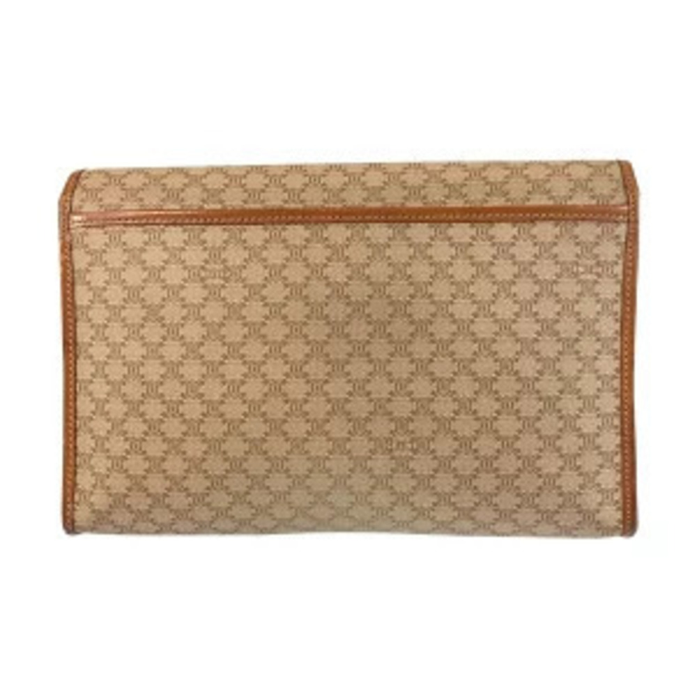 Celine Leather Brown Macadam Bag Clutch Brown